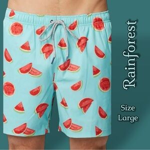 Rainforest Men's Mesh Lined Quick Drying Swim Trunk, One In A Melon Sz Large